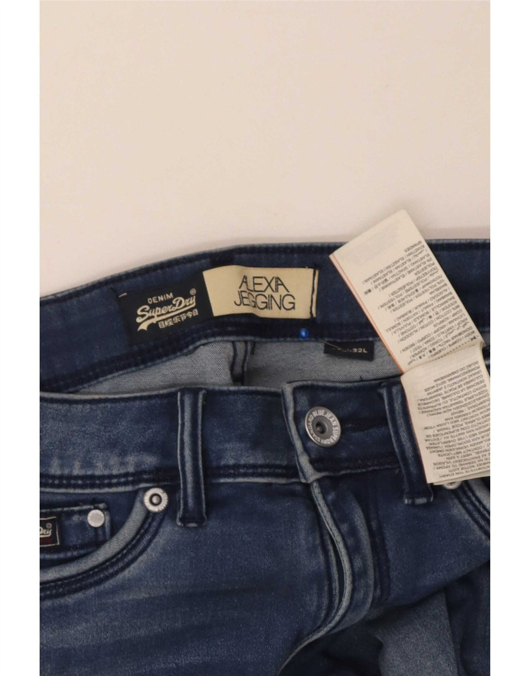 Damskie jeansy Superdry Alexia Jegging W27 L32 Niebieskie, bawełniane