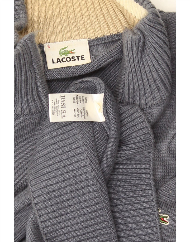 Lacoste Męski sweter rozpinany, rozmiar 5, duży, szary, bawełniany
