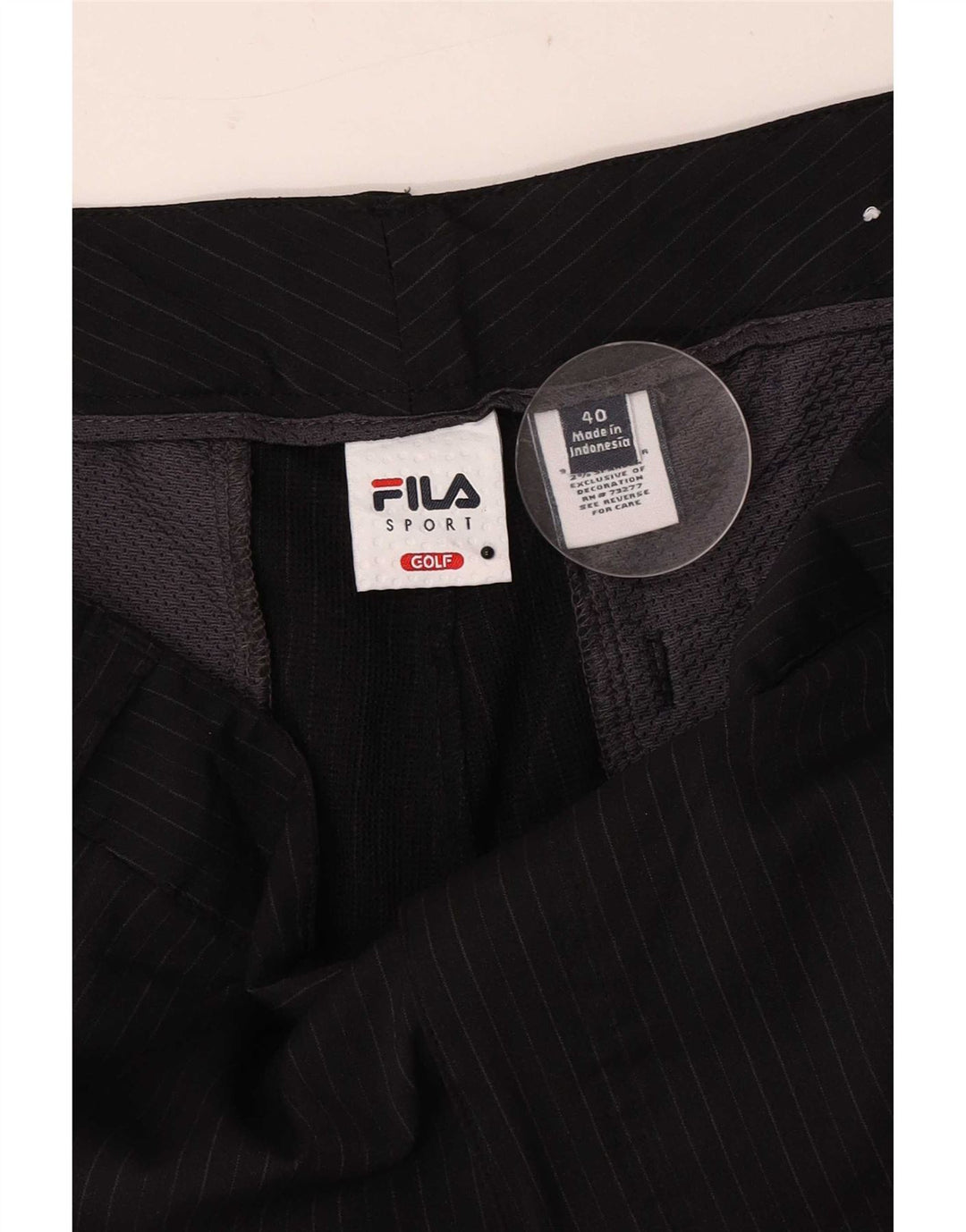 Męskie spodenki golfowe Fila W40 XL, czarne, poliestrowe w prążki