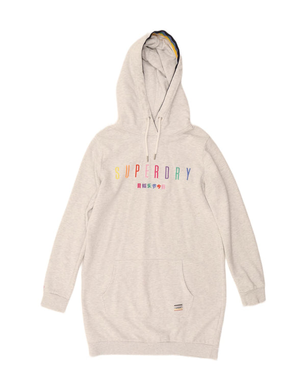 SUPERDRY Damska sukienka z długim rękawem i kapturem UK 14, duży, szary poliester