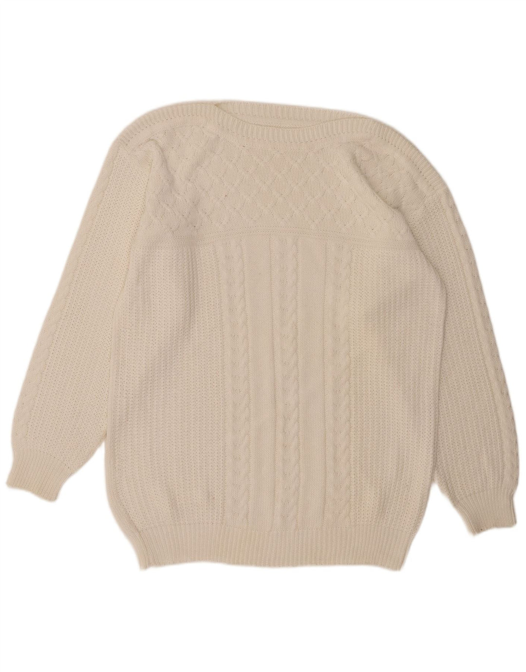 Sweter damski VINTAGE z dekoltem w łódkę UK 14, duży, biały