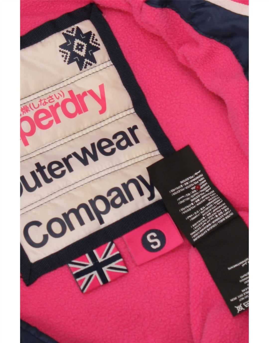 Damska ocieplana kurtka z kapturem Superdry UK 10, mała, granatowa, poliester