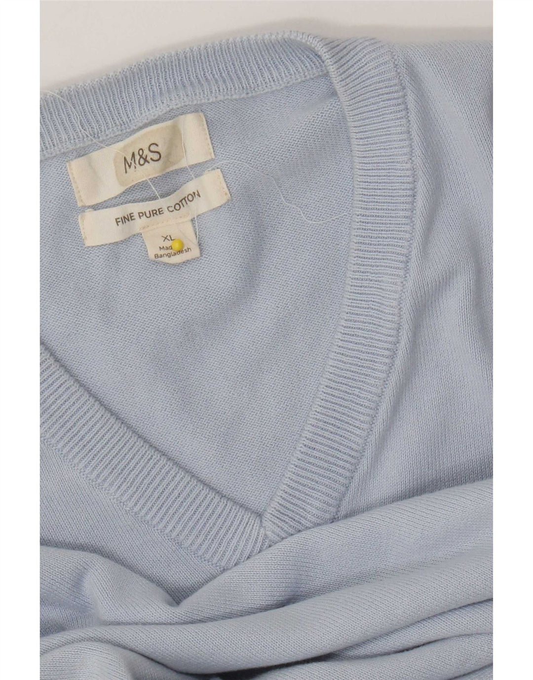 Marks & Spencer Męski sweter z dekoltem w kształcie litery V, XL, niebieski, bawełniany