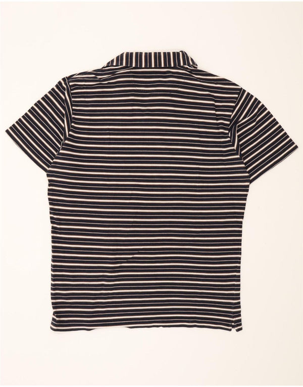 Brooksfield Mens Polo Shirt IT 52 Large Navy Blue Striped