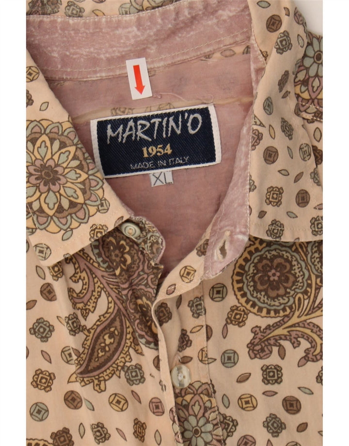 MARTIN'O Mens Short Sleeve Shirt XL Beige Paisley Vintage Martin'o and Second-Hand Martin'o from Messina Hembry 