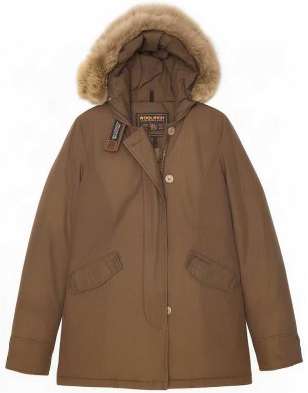 Damski płaszcz z kapturem i kapturem Woolrich UK 10 Small Brown