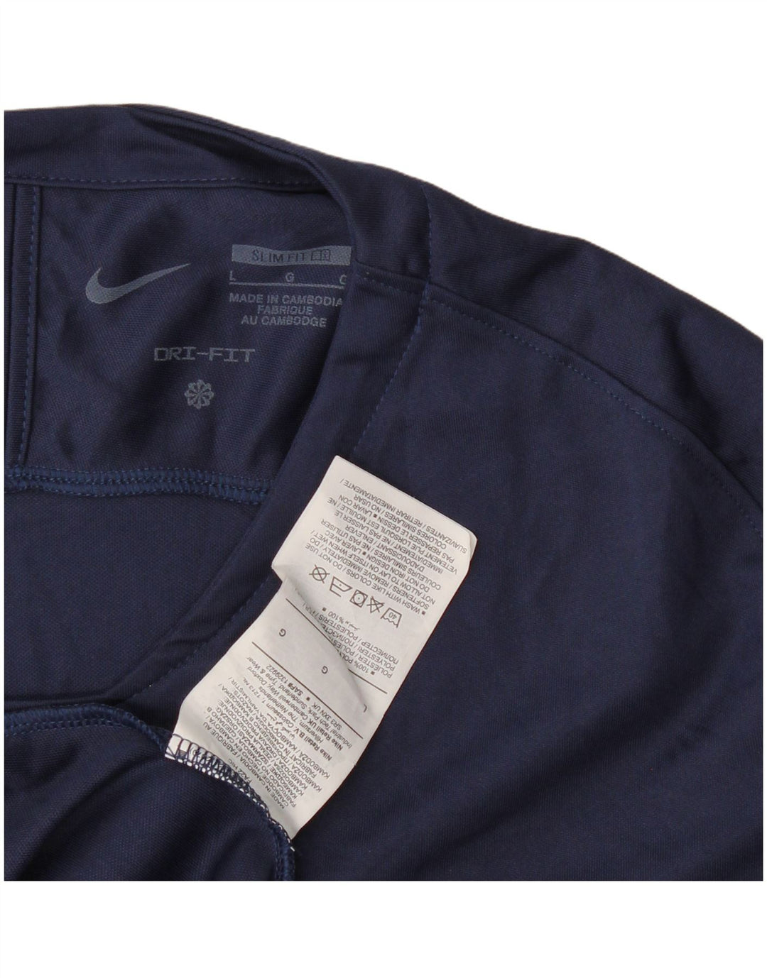 Męska koszulka Nike Dri Fit Slim Fit z długim rękawem, duży granatowy poliester