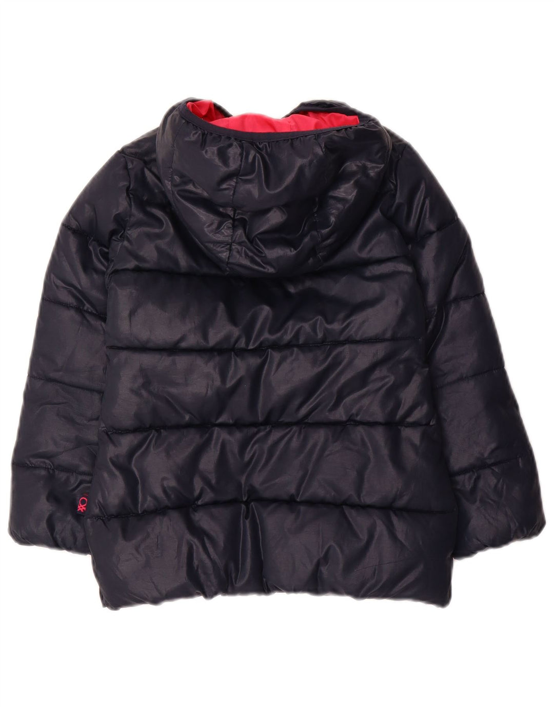 BENETTON Dziewczęca ocieplana kurtka z kapturem 4-5 lat XS Granatowa, poliester