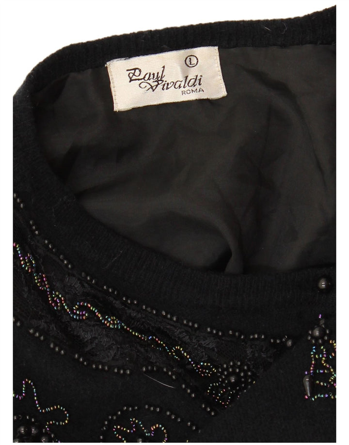 Sweter damski VINTAGE UK 16, duży, granatowy paisley