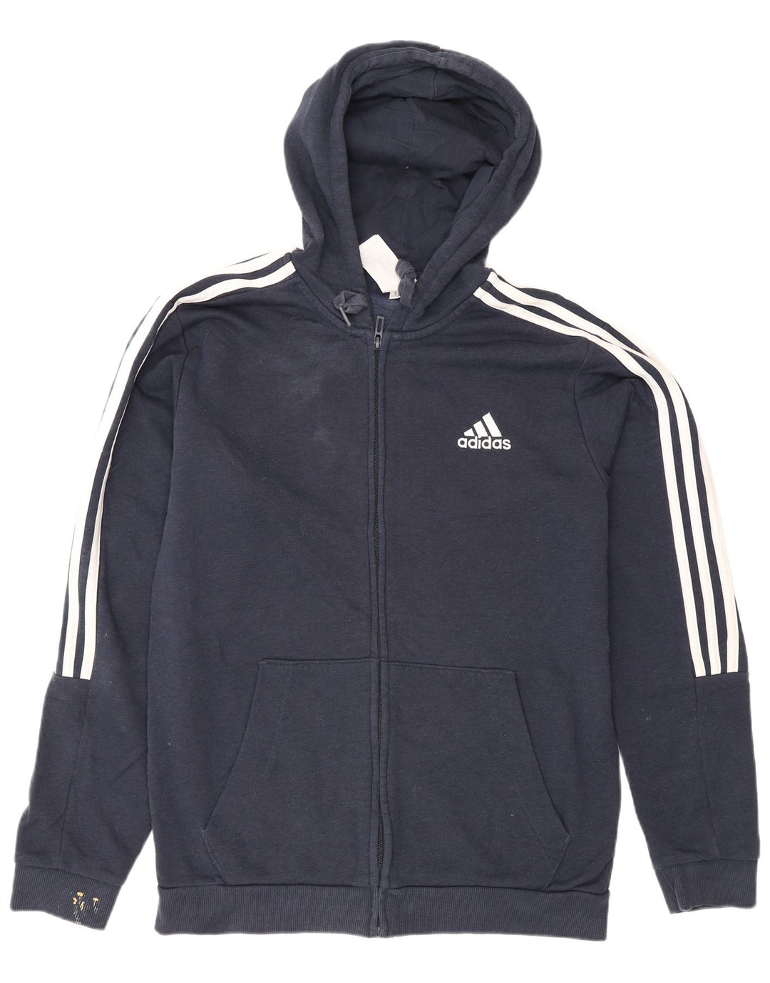 Adidas Męski sweter z kapturem i zamkiem błyskawicznym, średni granatowy, bawełniany