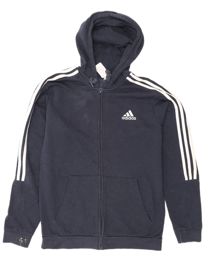 Adidas Męski sweter z kapturem i zamkiem błyskawicznym, średni granatowy, bawełniany