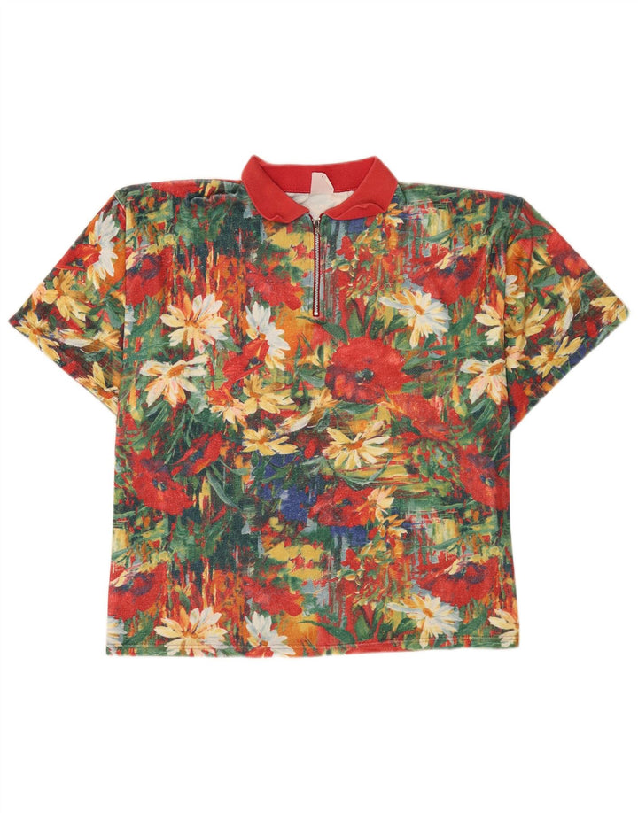 Męska koszulka polo w stylu vintage XL, wielobarwna w kwiaty