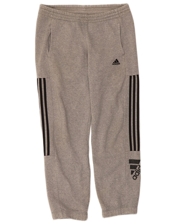Męskie spodnie dresowe Adidas z grafiką, małe, szare, nakrapiane, bawełniane
