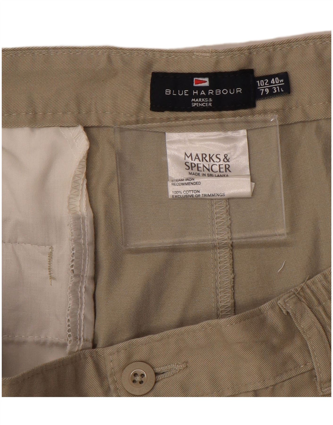 Męskie spodnie chino MARKS & SPENCER Blue Harbor Pegged W40 L31 brązowe