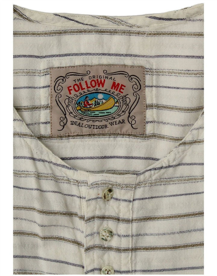 VINTAGE Mens Short Sleeve Pullover Shirt Large White Striped