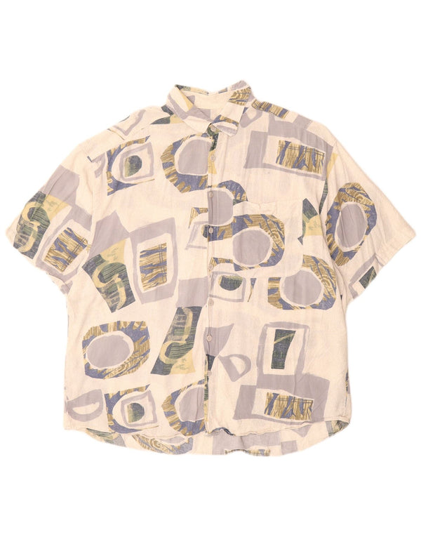 Koszula męska z krótkim rękawem VINTAGE, rozmiar 43/44 XL, biała patchworkowa