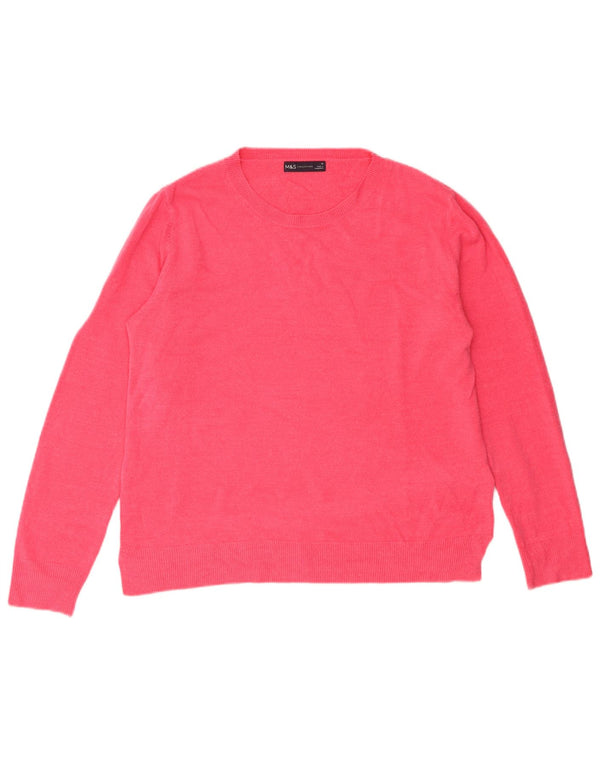 Marks & Spencer Damski sweter z dekoltem w łódkę UK 16, duży, różowy, akrylowy