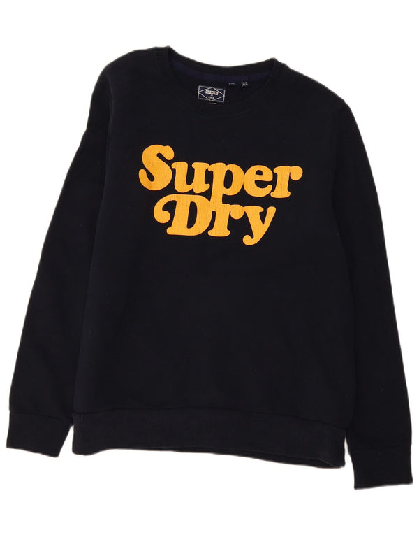 Damski sweter z grafiką Superdry UK 16, duży, czarny, bawełniany
