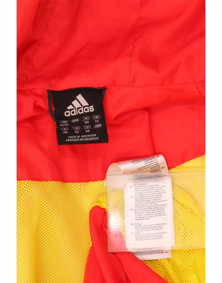 Męska kurtka przeciwdeszczowa Adidas z kapturem UK 42/44, duży czerwony poliester z blokami kolorów