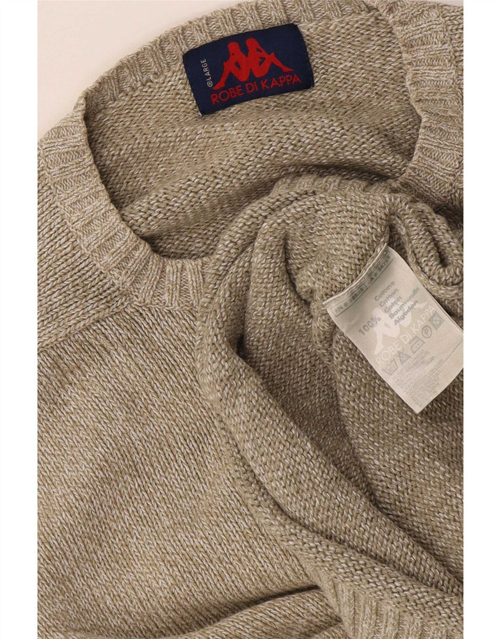 Męski sweter Kappa z okrągłym dekoltem, duży, beżowy, bawełniany