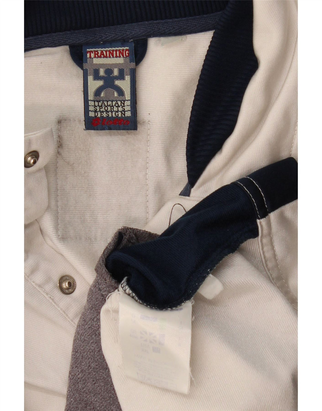 Męska kurtka dresowa LOTTO UK 44/46 2XL Biały poliester z blokami kolorów