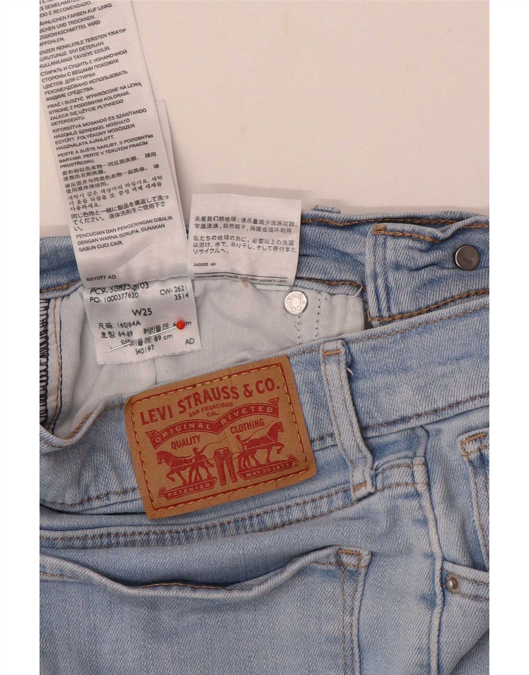 Damskie proste dżinsy Levi's W25 L26 Niebieskie bawełniane