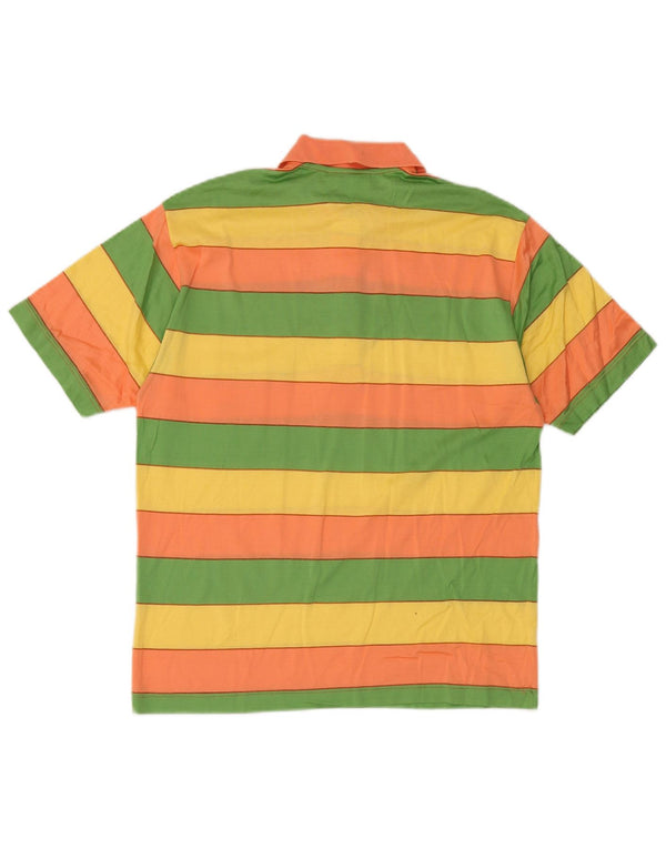 Vintage Womens Polo Shirt IT 46 Large Green Striped Cotton