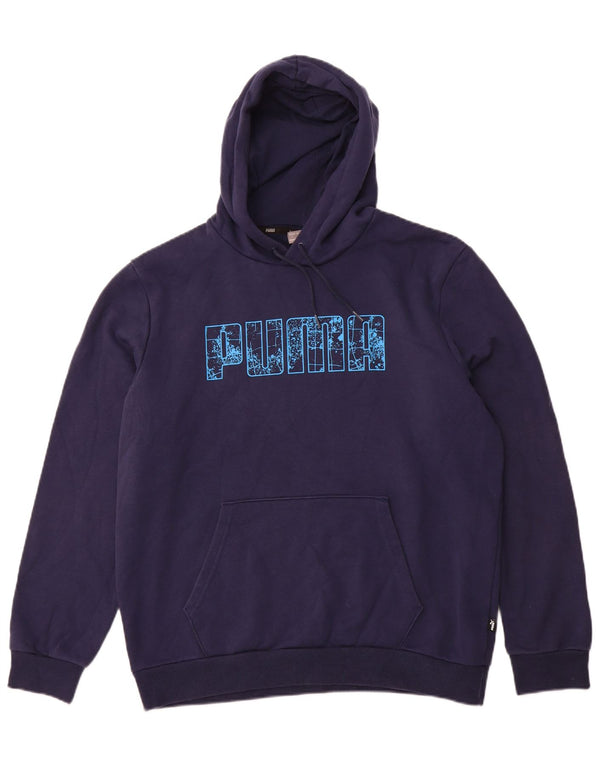 Męski sweter z kapturem i grafiką PUMA, duży, granatowy