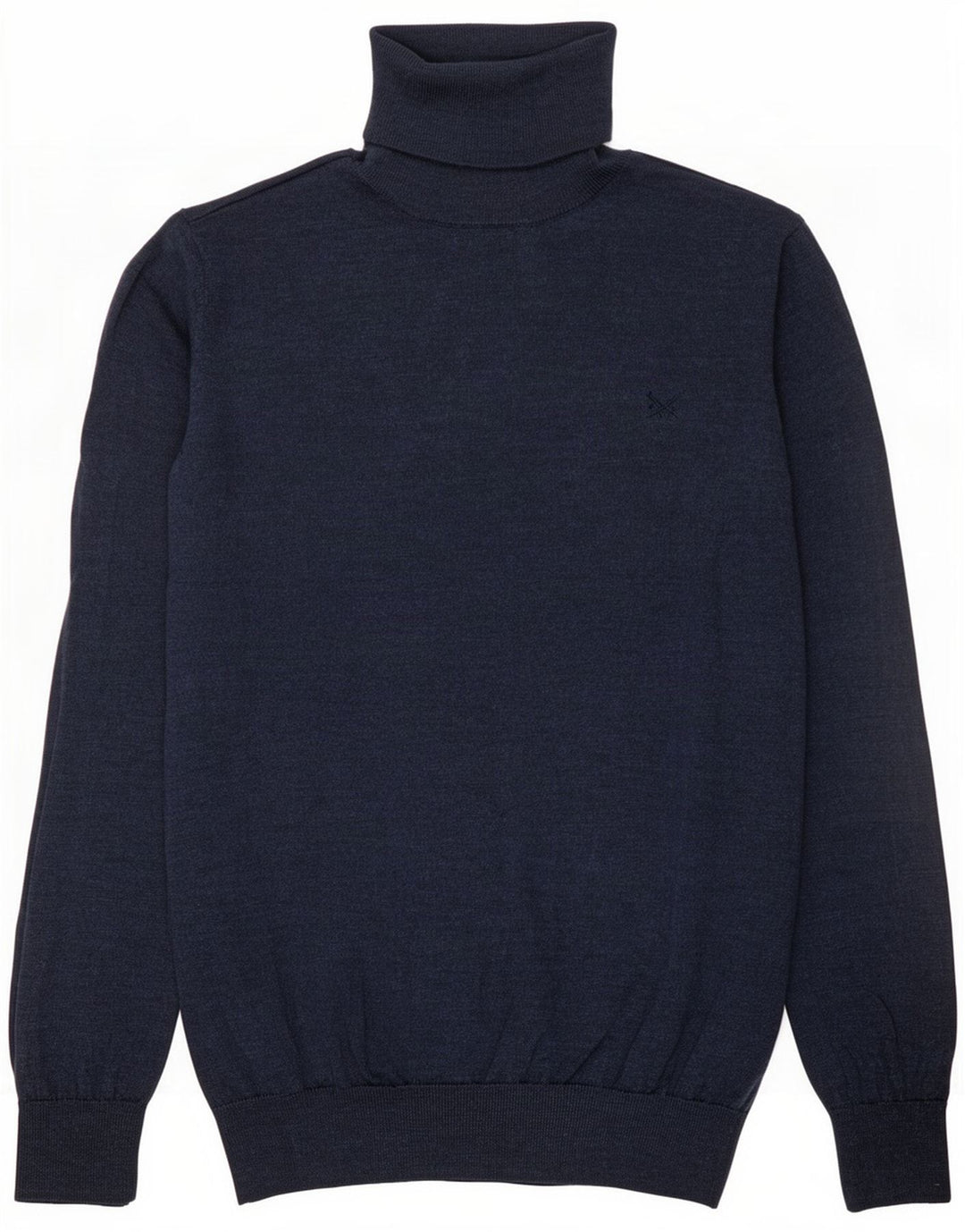 Crew Clothing Męski sweter z golfem, średni granatowy, wełna merynosów