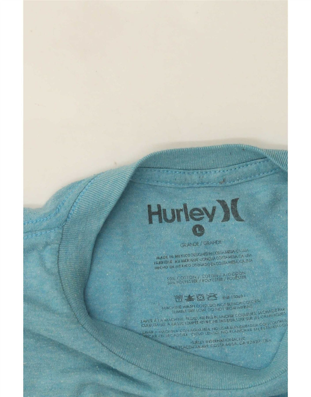 Męski T-shirt z grafiką Hurley, duży, niebieski, bawełniany