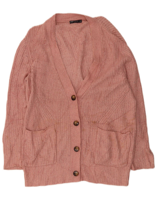 Marks & Spencer Damski długi sweter kardigan UK 18 XL, różowy, nakrapiany