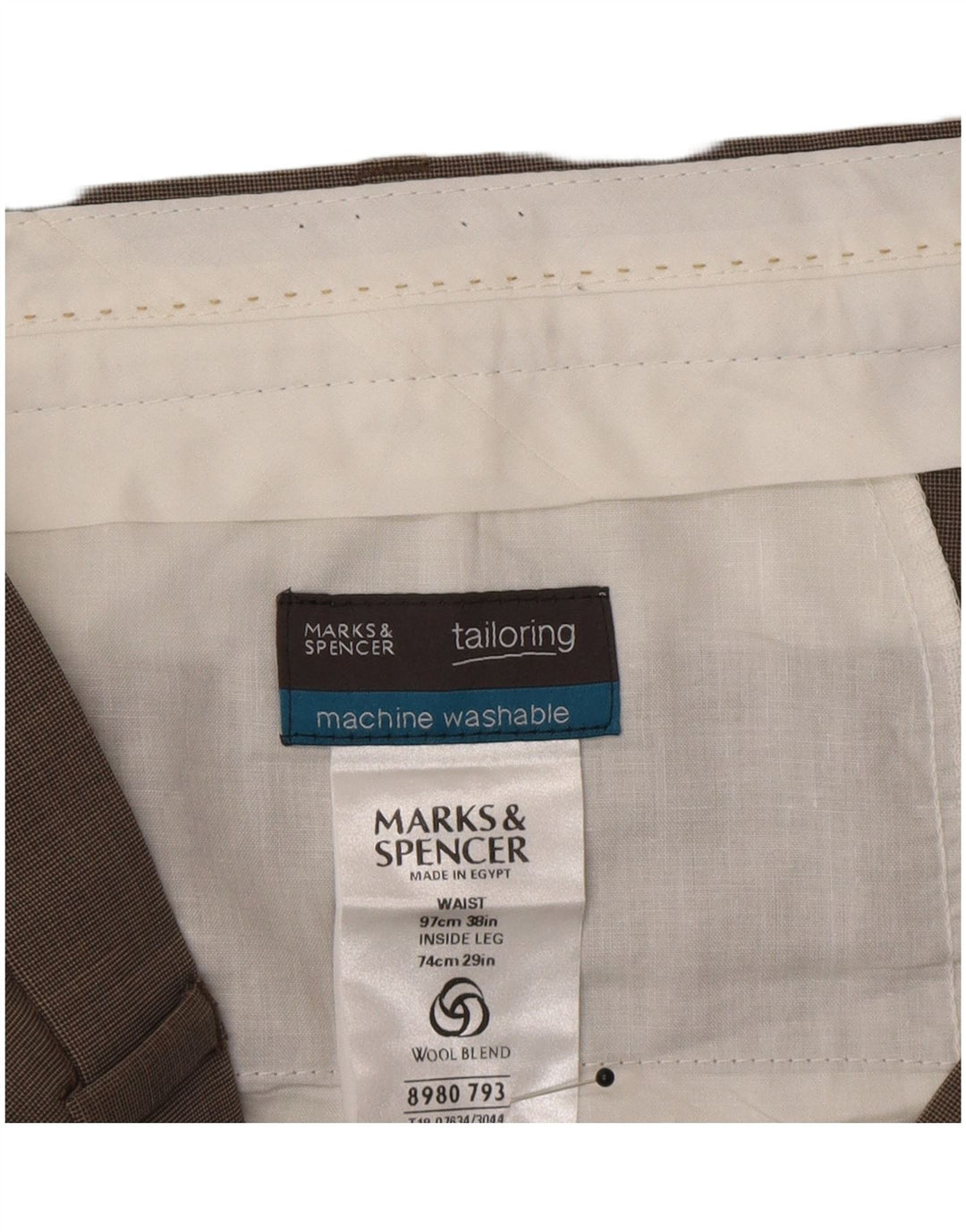 Marks & Spencer Męskie dopasowane spodnie garniturowe W38 L29 Szary poliakryl