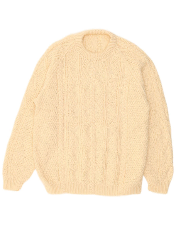 Vintage męski sweter z okrągłym dekoltem 2XL w kolorze beżowym