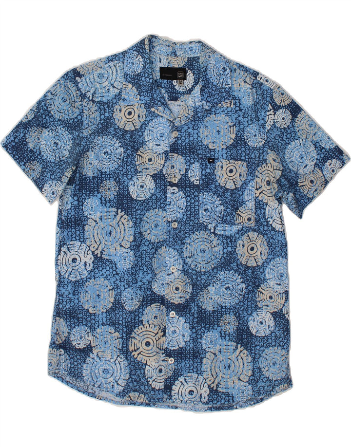 GAS Mens Abstract Pattern Short Sleeve Shirt Medium Blue Vintage Gas and Second-Hand Gas from Messina Hembry 