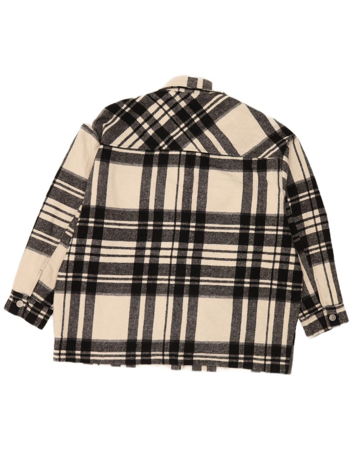 Damska kurtka oversize Zara UK 14, poliester w średnią czarną kratkę