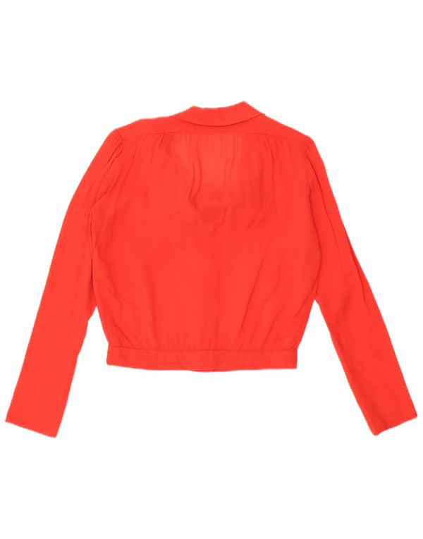 Damska bluzka koszulowa VINTAGE wiązana z przodu, prześwitująca UK 16, duża czerwona