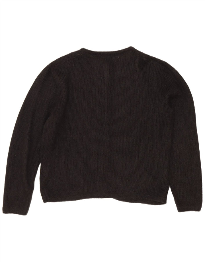 Sweter damski w stylu vintage, UK 14, średni czarny w kwiaty