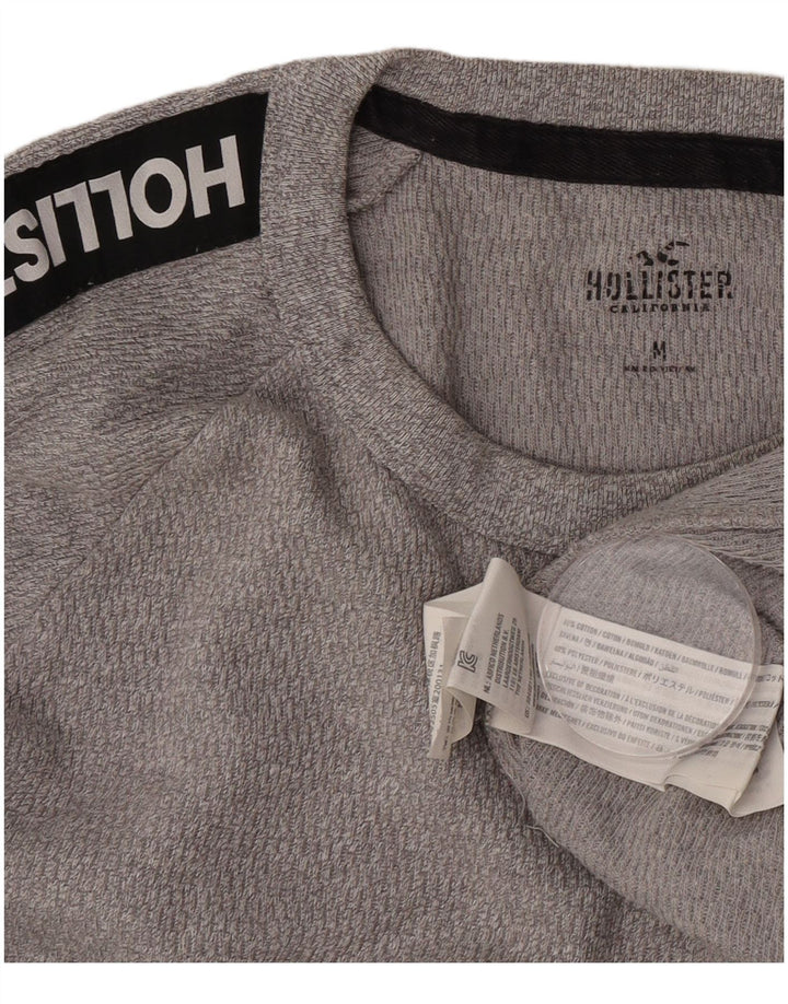 Męski graficzny top Hollister z długim rękawem, średnioszary, bawełniany