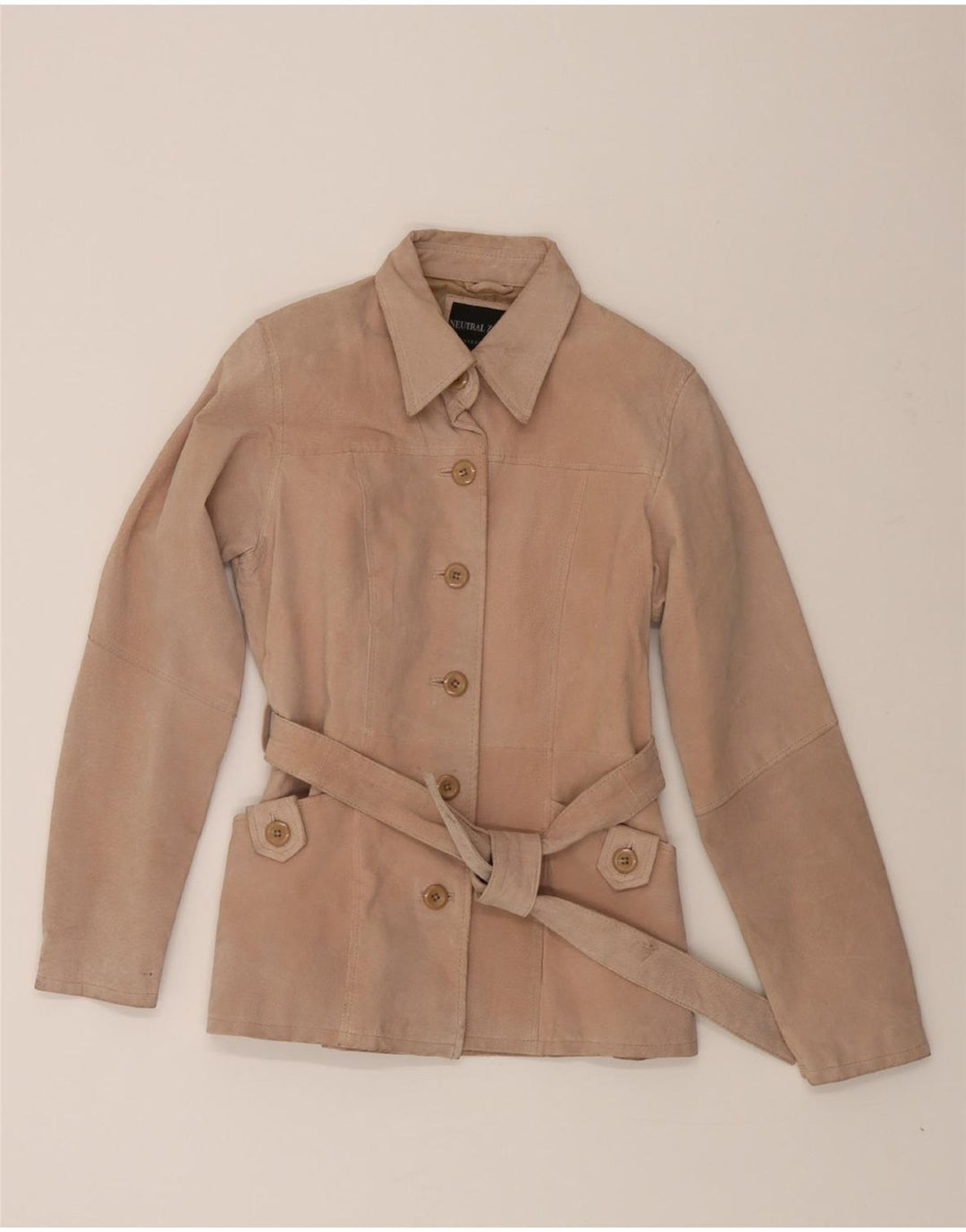 NEUTRAL ZONE Womens Leather Jacket UK 10 Small Beige Leather Vintage Neutral Zone and Second-Hand Neutral Zone from Messina Hembry 