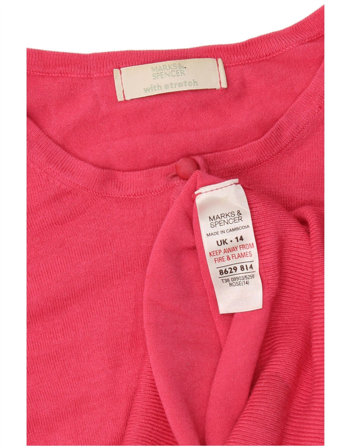 Marks & Spencer Damski sweter typu Crop Cardigan UK 14 Średnioróżowy wiskoza