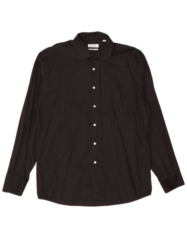 Koszula męska CALVIN KLEIN o dopasowanym kroju, rozmiar 43, duża, czarna, bawełniana