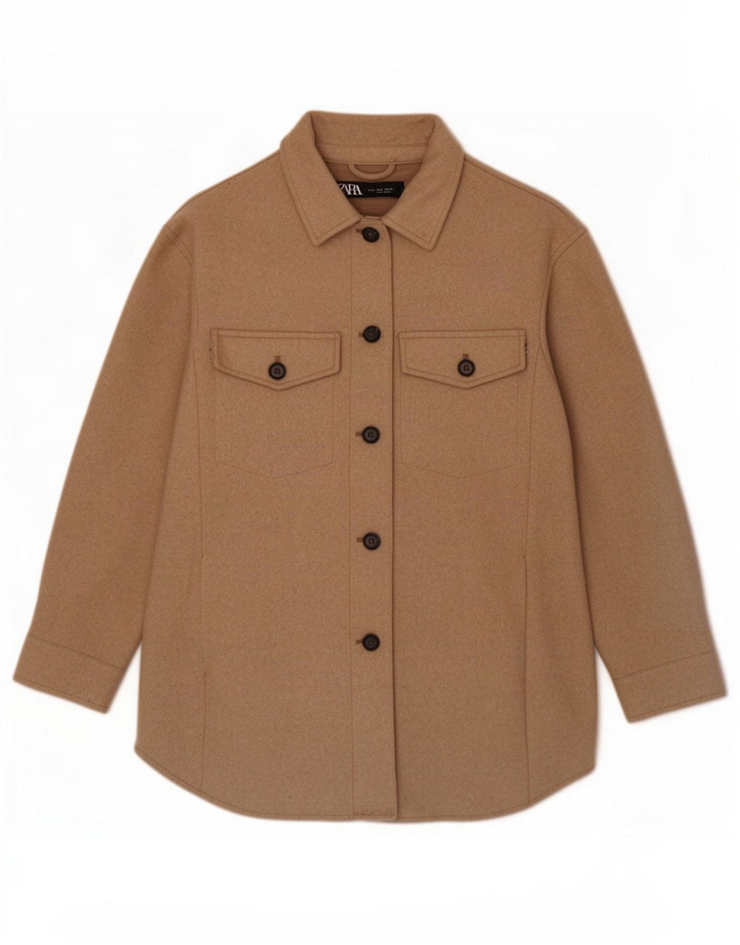Damska kurtka oversize Zara Shacket UK 10, mały, brązowy poliester