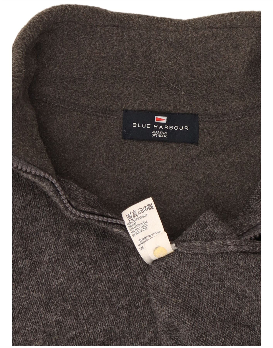Męski sweter Marks & Spencer w kolorze niebieskim i zapinanym na zamek, mały, szary