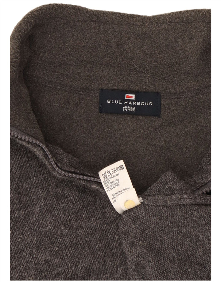 Męski sweter Marks & Spencer w kolorze niebieskim i zapinanym na zamek, mały, szary