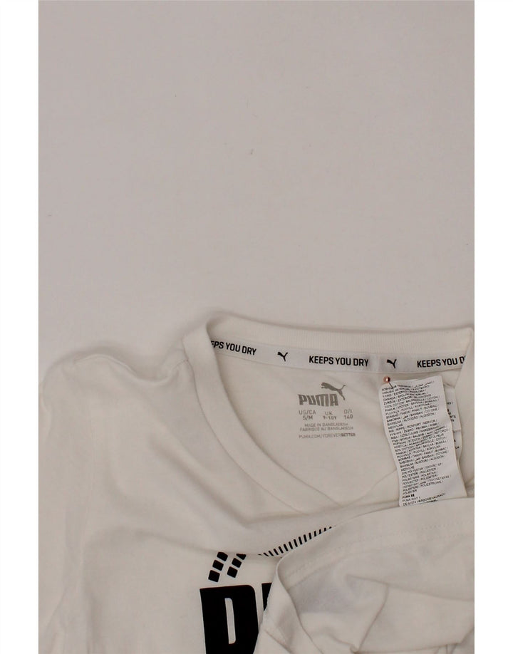 Chłopięcy T-shirt z grafiką PUMA, 9-10 lat, biała bawełna