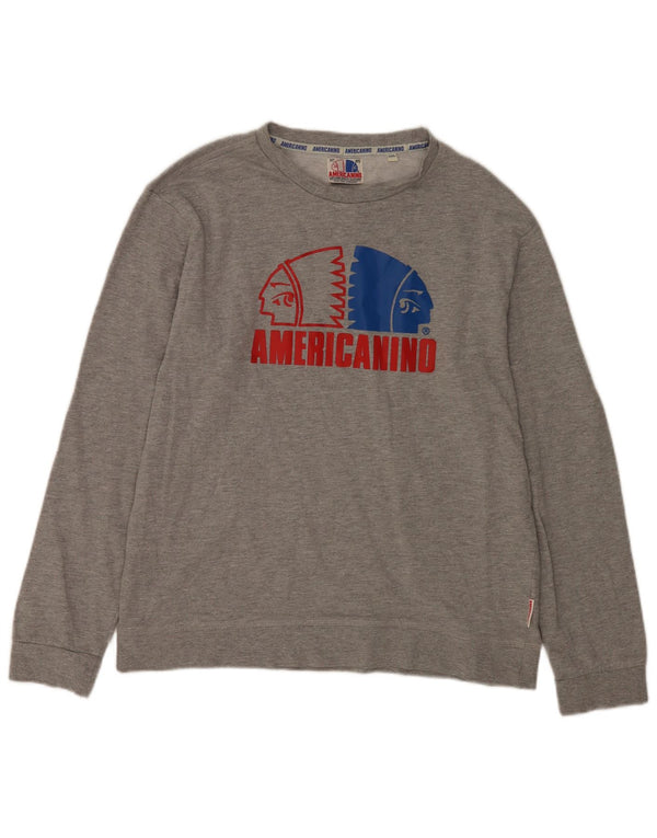 Męska bluza z grafiką Americanino 2XL, szara, nakrapiana bawełna