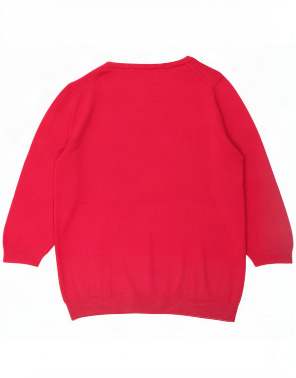 Marks & Spencer Damski sweter z 3/4 rękawami i dekoltem w kształcie litery V, UK 16, duży, różowy