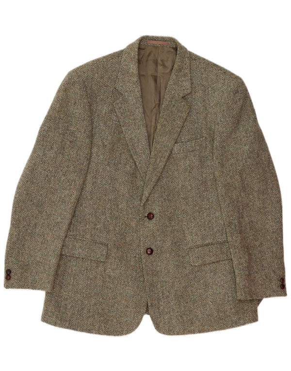 HARRIS TWEED Męska marynarka zapinana na 2 guziki UK 44 2XL Wełna khaki