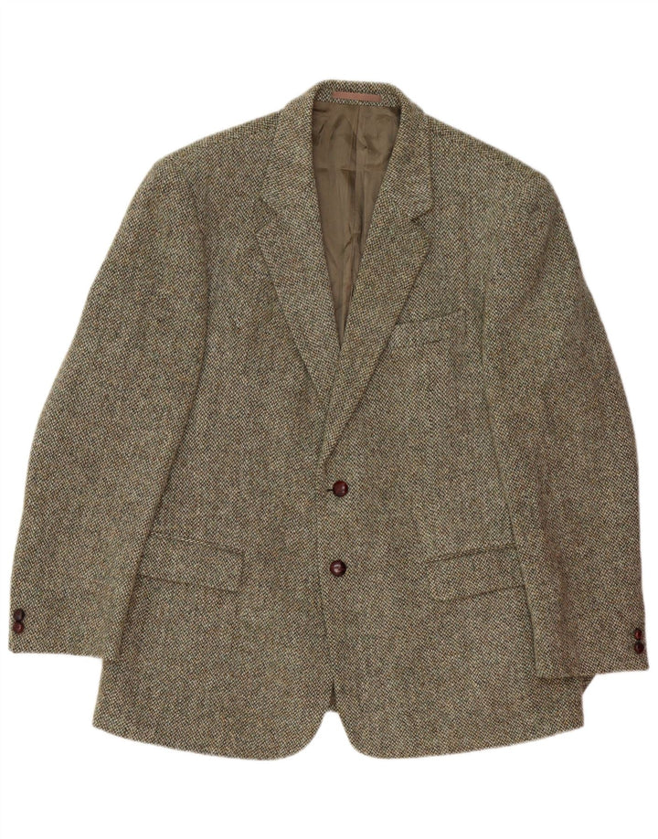 HARRIS TWEED Męska marynarka zapinana na 2 guziki UK 44 2XL Wełna khaki