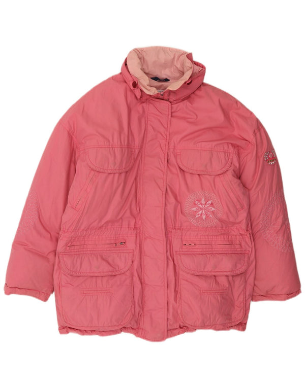 Damska kurtka Diadora z grafiką, oversize, wyściełana UK 10, mały, różowy poliester